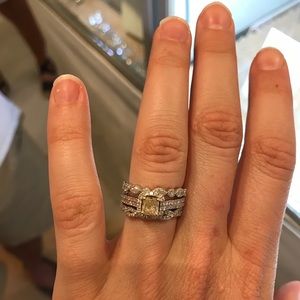 Canary diamond engagement ring and wedding band